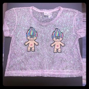 Sequin Lucky Trolls Crop